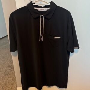 Calvin Klein Golf Black Polo with Contrast Stripe Placket